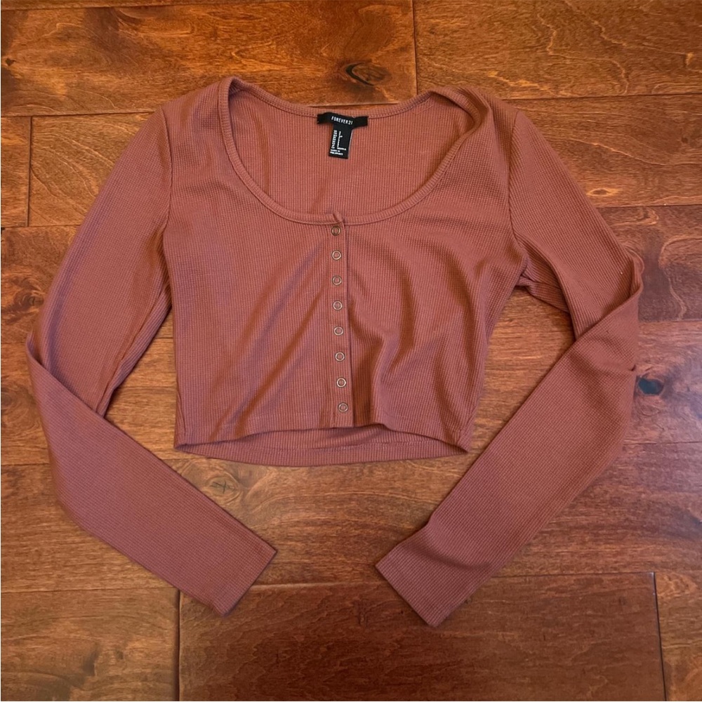 Forever 21 Rust Button-Up Crop Top